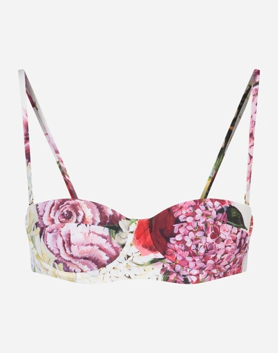 Shop Dolce & Gabbana Printed Balconette Bikini Top In Floral Print