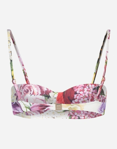 Shop Dolce & Gabbana Printed Balconette Bikini Top In Floral Print