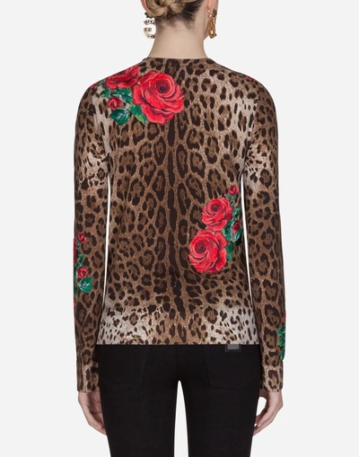 Shop Dolce & Gabbana Cardigan In Printed Wool In Leopard Print