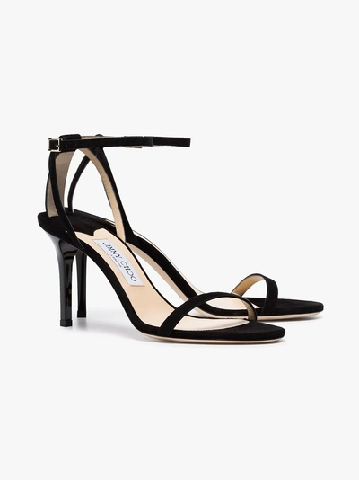 Shop Jimmy Choo Black Minny 85 Strappy Leather Sandals In 247  Black