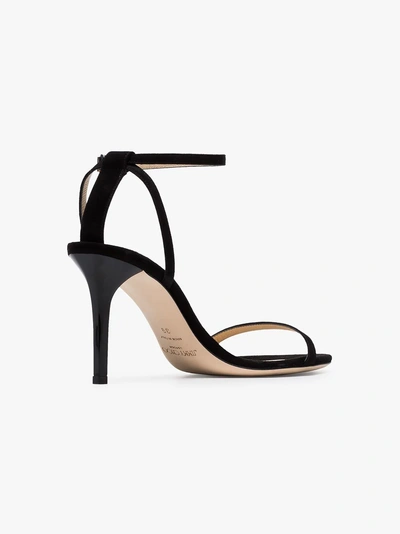 Shop Jimmy Choo Black Minny 85 Strappy Leather Sandals In 247  Black