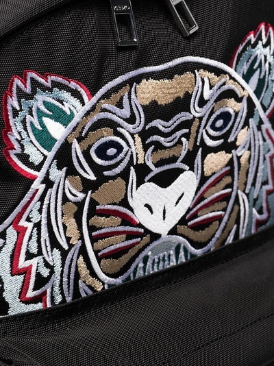 Shop Kenzo Black Tiger Logo Embroidered Backpack