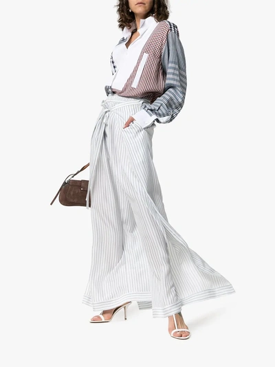 Shop Chloé Pinstripe Wide Leg Trousers In Neutrals