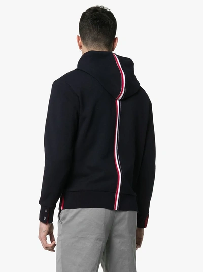 Shop Thom Browne Centre-back Stripe Loopback Hoodie In Blue