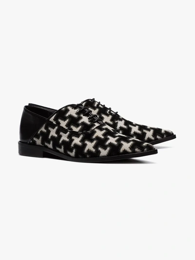 Shop Haider Ackermann Black And White Embroidered Leather Brogues In 093 Black