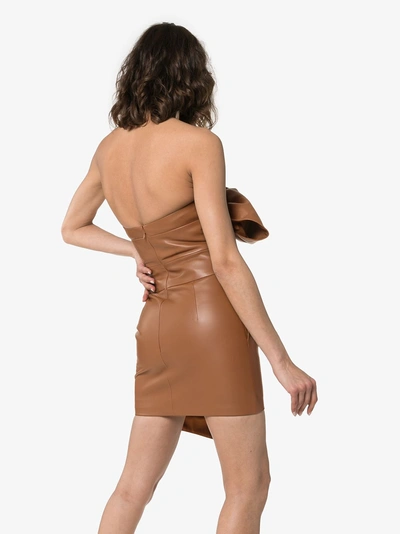 Shop Alexandre Vauthier Bustier Style Leather Mini Dress In Brown
