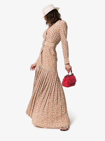 Shop Rebecca De Ravenel Daisy Print Silk Maxi Dress In Multicoloured