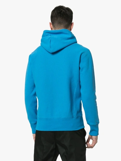 Shop Champion Blue Logo Embroidered Hooded Cotton Jumper