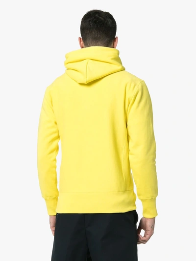 Shop Champion Yellow Logo Embroidered Hooded Cotton Jumper