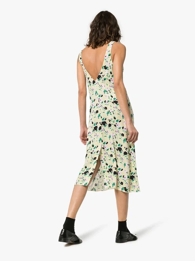 Shop Plan C Floral Print Slip Dress In Fiy01 Light Yellow