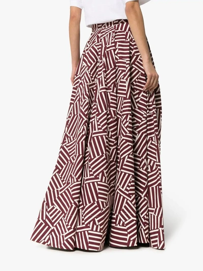 Shop Plan C Geometric Print High Waisted Skirt In Far01 Burgundy
