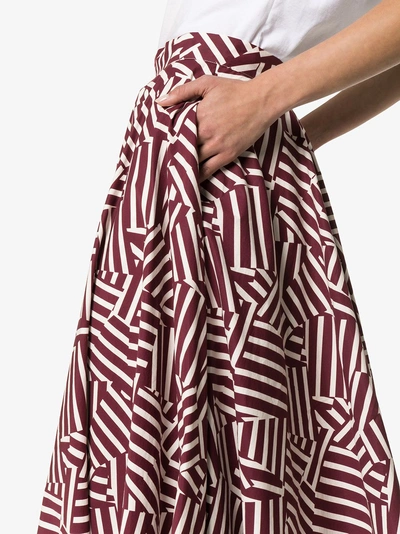 Shop Plan C Geometric Print High Waisted Skirt In Far01 Burgundy