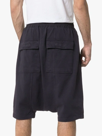 Shop Rick Owens Drkshdw Drop-crotch Knee-length Cotton Track Shorts In Blue