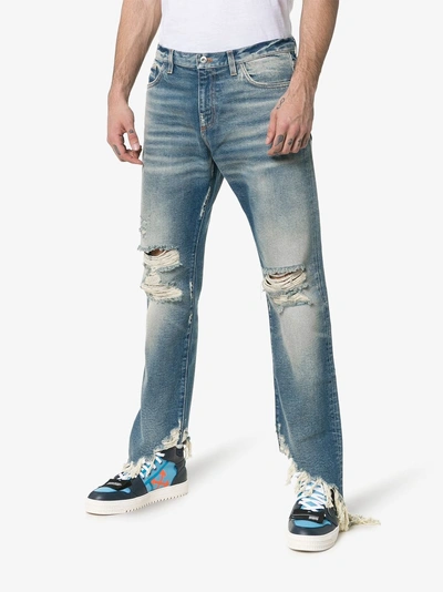 Shop Faith Connexion Slash Straight Jeans In Indigo