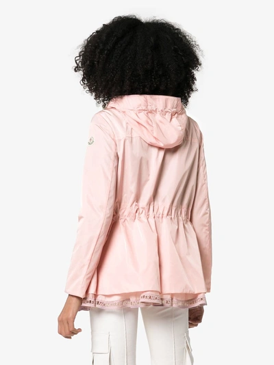 Shop Moncler Lace Lettering Hooded Jacket In Pink