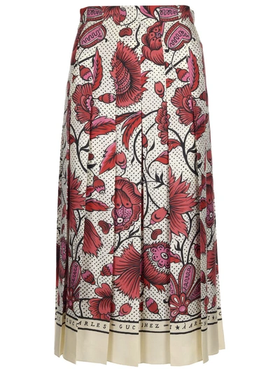 Shop Gucci Floral Pleated Skirt In Multi