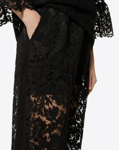 Shop Valentino Heavy Lace Pajama Pants In Black