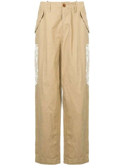 Side Printed Trousers - Brown