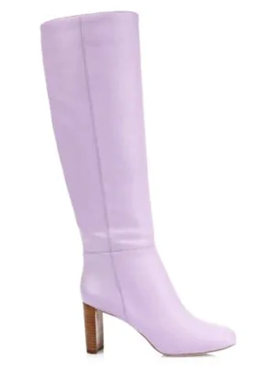 Shop Kate Spade Rochelle Tall Leather Boots In Lilac