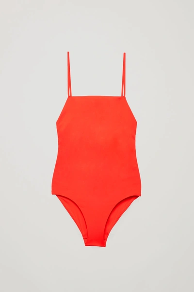 Cos Crossover Square-neck Swimsuit In Red | ModeSens