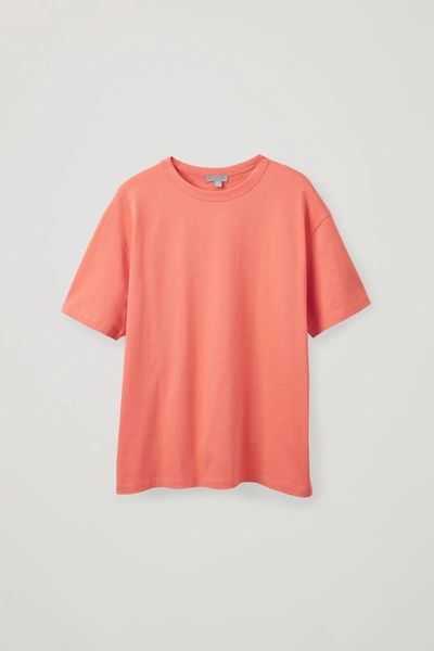 Shop Cos Long Cotton T-shirt In Orange