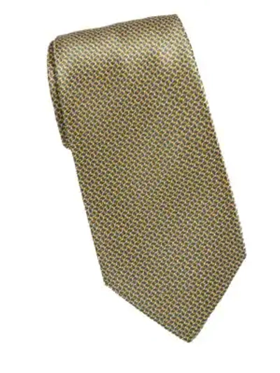 Shop Brioni Wave Print Tie In Yellow