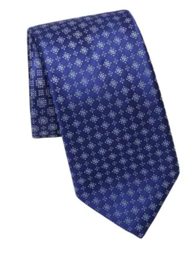 Shop Brioni Starburst Silk Tie In Azure