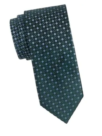 Shop Brioni Silk Geometric Tie In Green