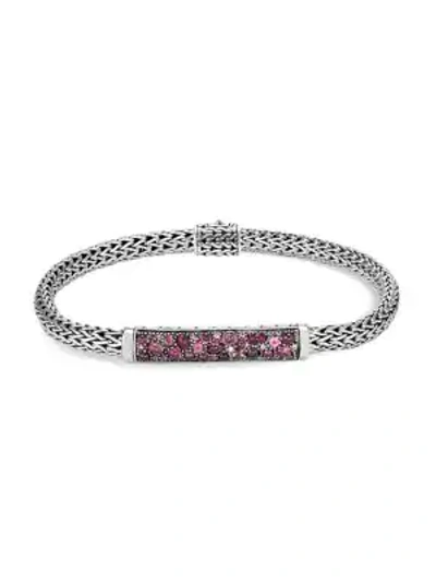 Shop John Hardy Women's Classic Chain Silver & Gemstone Extra-small Bracelet In Pink Tourmaline