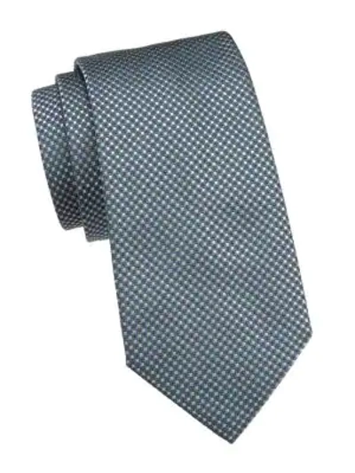 Shop Giorgio Armani Micro Neat Silk Tie In Blue