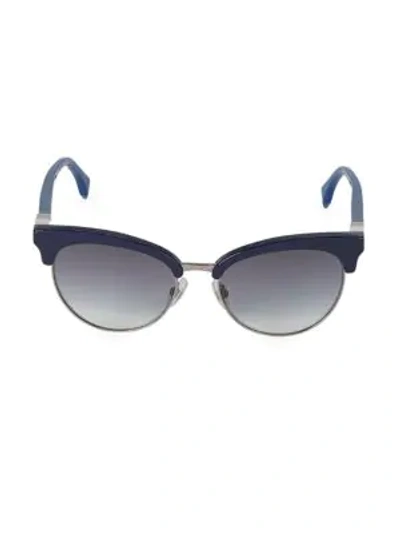 Shop Fendi 55mm Butterfly Sunglasses In Blue