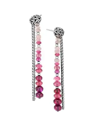 Shop John Hardy Classic Chain Sterling Silver & Gemstone Drop Earrings In Pink Tourmaline