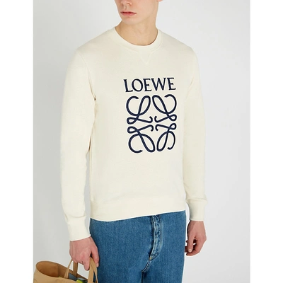 Shop Loewe Anagram Logo Cotton-jersey Sweatshirt In White