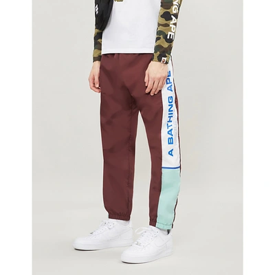 Shop A Bathing Ape Colour-block Shell Jogging Bottoms In Burgundy