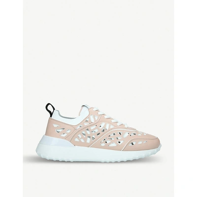 Shop Tod's Cut-out Leather And Mesh Trainers In White/oth
