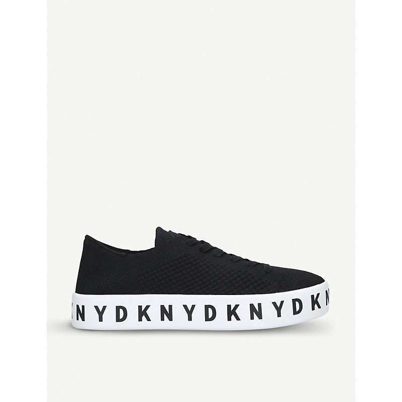 black leather flatform trainers