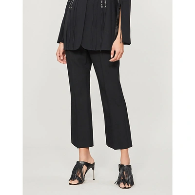 Shop Alexander Mcqueen Kickback Flare Wool-blend Trousers In Black