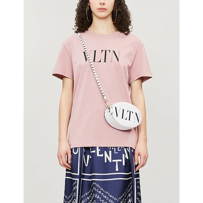 Shop Valentino Logo-print Cotton-jersey T-shirt In Soft Pink Nero
