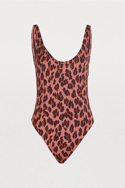 Shop Stella Mccartney Leopard Swimsuit In Pink Leopard