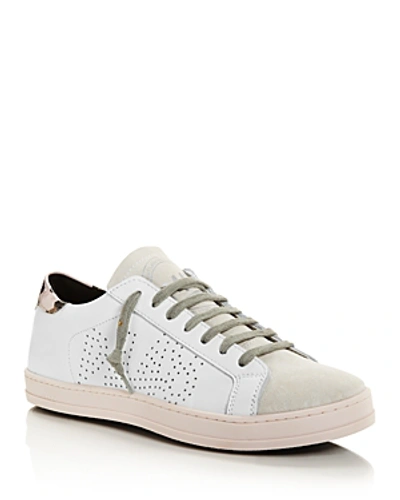 Shop P448 Women's John Low-top Leather Sneakers In White/pink