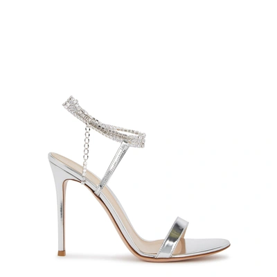 Shop Gianvito Rossi Serena 105 Silver Anklet Sandals