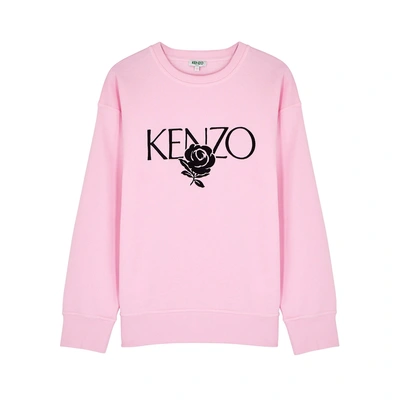 Shop Kenzo Pink Logo-embroidered Cotton Sweatshirt