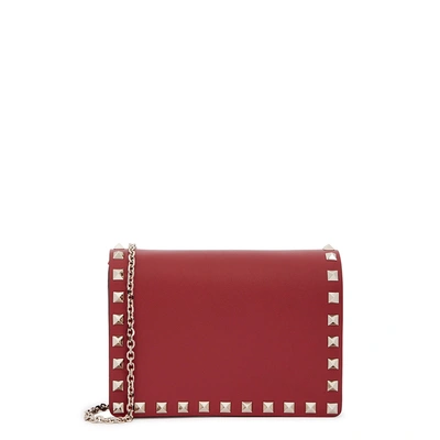 Shop Valentino Rockstud Red Leather Clutch