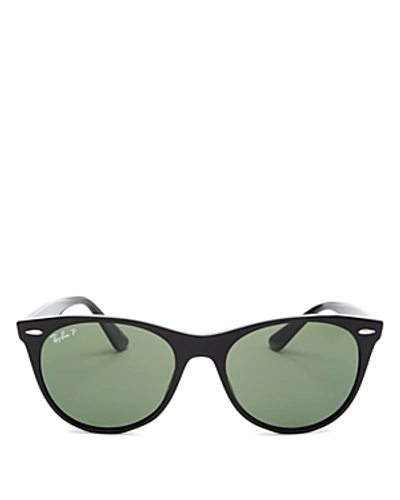 Shop Ray Ban Ray-ban Women's Polarized Round Sunglasses, 55mm In Black/green