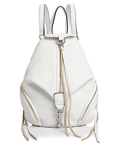 Shop Rebecca Minkoff Julian Convertible Mini Leather Backpack In Optic White/silver