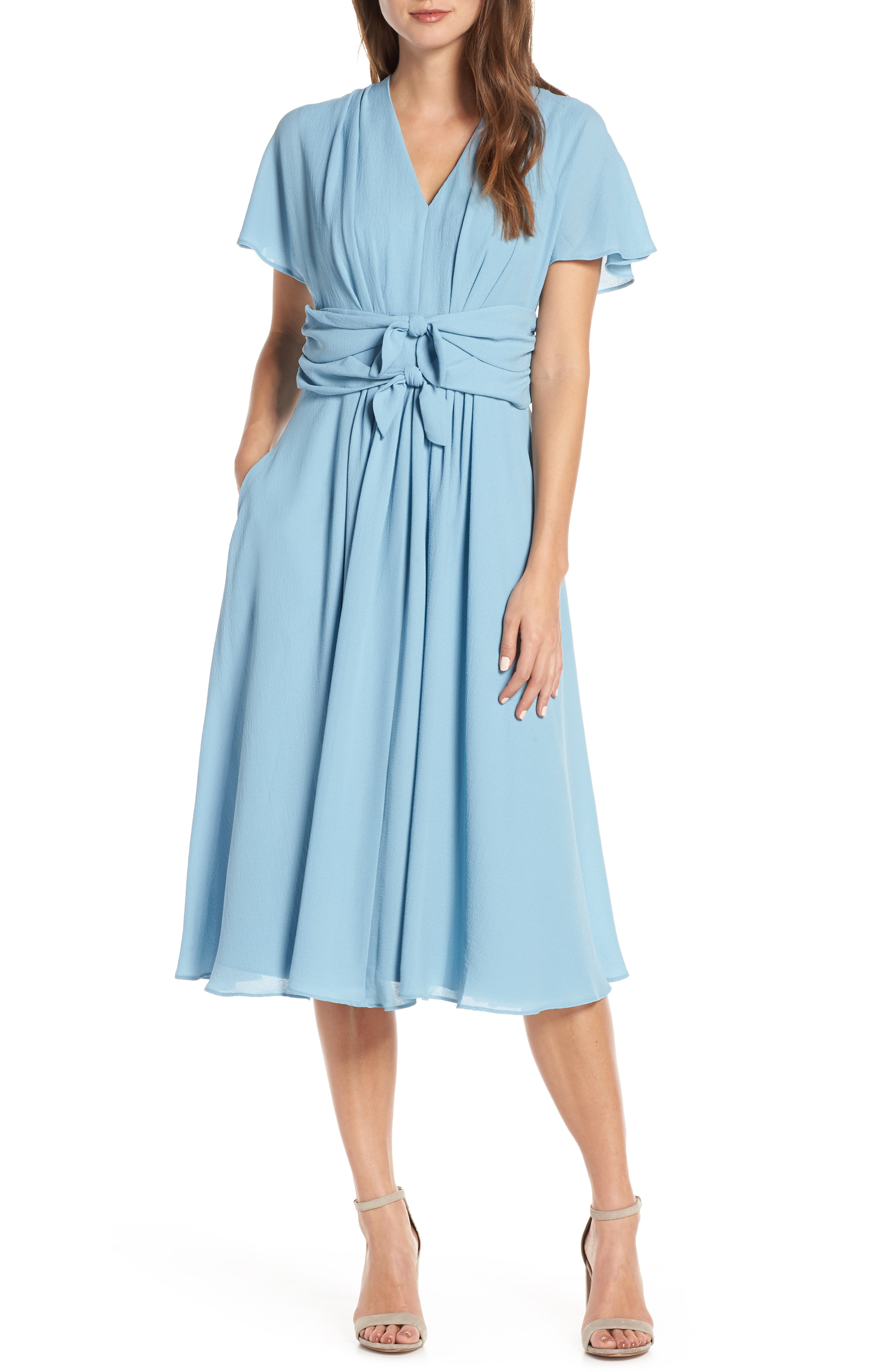 steel blue midi dress