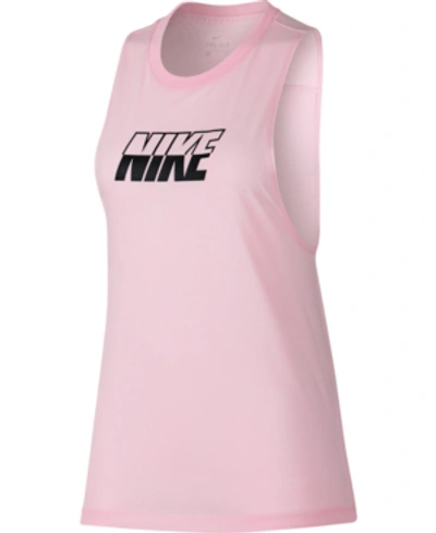 Shop Nike Dri-fit Logo Training Tank Top In Pink Foam