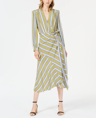 Shop Astr The Label Teagan Striped Midi Skirt In Moss Multi Stripe