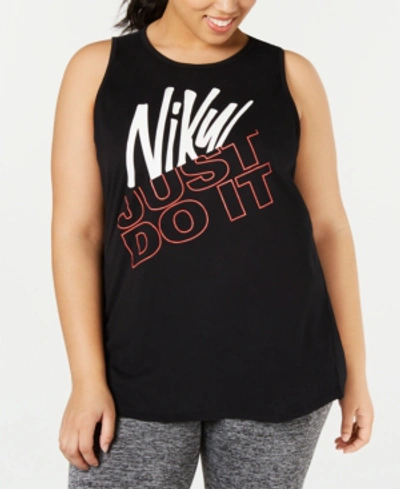Shop Nike Plus Size Dry Logo Tank Top In Black