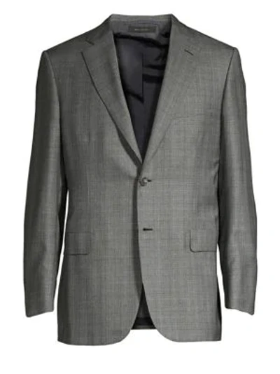Shop Brioni Windowpane Wool & Silk Suit Jacket In Graphite